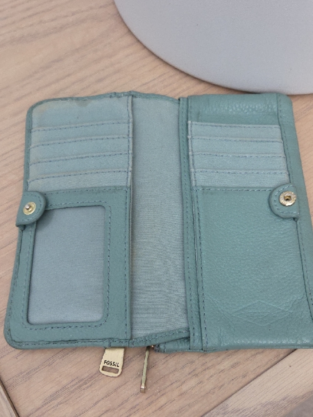 Fossil Preston Teal Pebbled Leather Flap Wallet - Picture 4 of 13